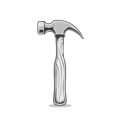 Illustration of a Metal Hammer with a Wooden Handle on a Black Background