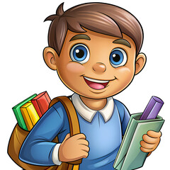 Student Holding Bag of Pencils and Notebooks