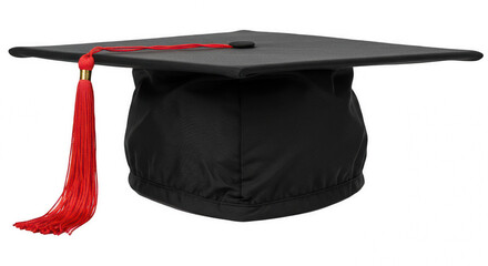 Graduation Hat PNG – Classic Black Mortarboard Cap with Tassel, Isolated on Transparent Background for Education, Academic Achievement, Graduation Ceremonies, and Student Success Design Projects