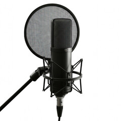 Condenser Microphone PNG – Professional Studio Mic with Shock Mount or Stand Isolated on Transparent Background for Podcasting, Voice Recording, Music Production, Streaming, and Broadcast Designs