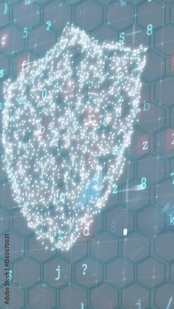 Poster animation of online security padlock over numbers changing and cyber attack warning