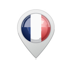 France Flag Location Pin with Blue White and Red Colors for Mapping or Travel