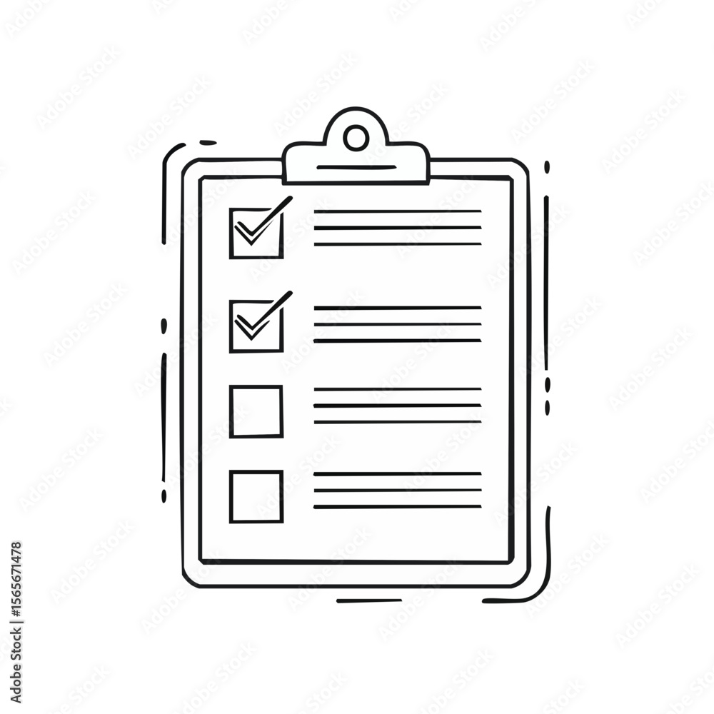 Poster clipboard checklist with checkmarks and squares showing task completion process