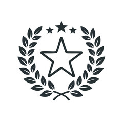 Isolated Star in Laurel Wreath Symbolizing Achievement or Quality on a Black Background Concept of Awards and Honor