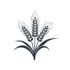 Fototapeta premium Dark wheat illustration, ears of grain on black background, harvest design element for agriculture and nutrition themes