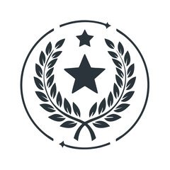Classic Star and Laurel Wreath Icon Illustration Minimalistic Achievement Award Symbolism Elegant Circular Design Simple