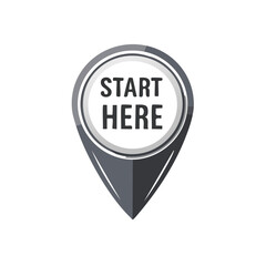 Start Here Location Pointer Sign Graphic Element Directional Guide Destination Point