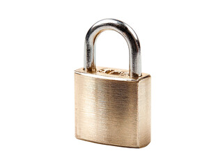 Fototapeta premium Brass padlock security safety privacy protection closed locked, Isolated On Transparent Background, Png