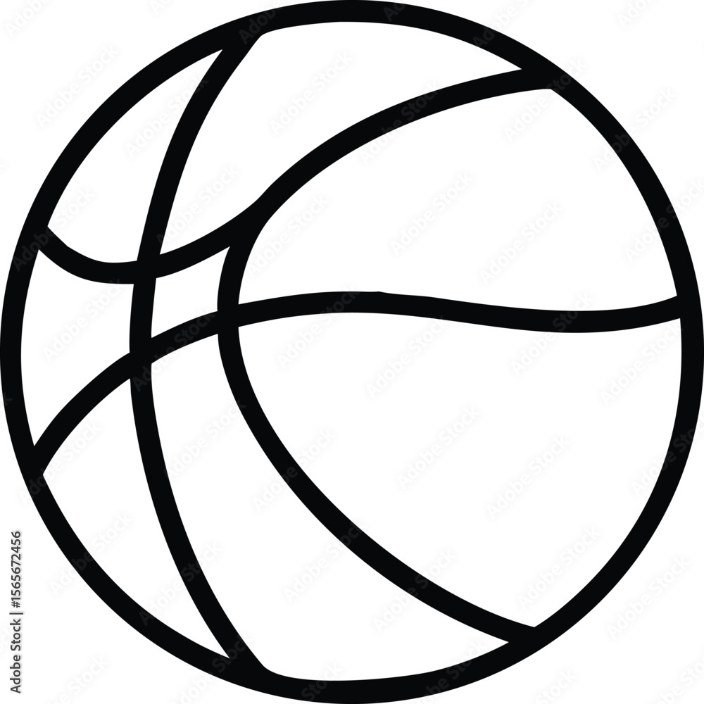 Poster simple line art of basketball with curved line pattern, design element