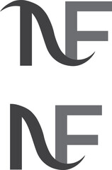  Stylized NF logo design with mirrored layout in modern black and gray typography