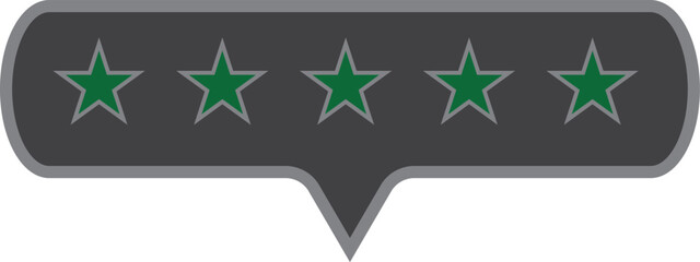 Five Star Rating Badge Icon with Dark Background and Green Outline Stars