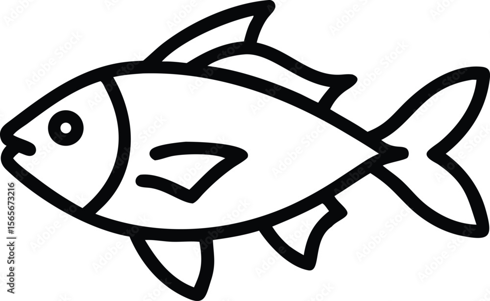 Poster simple line art of stylized fish for icons and design elements