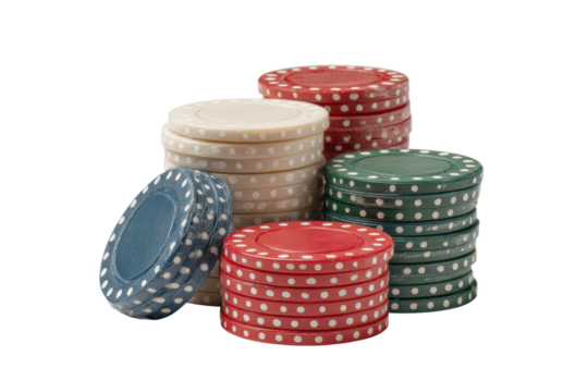PNG Colorful casino chips stacked for poker or gambling
