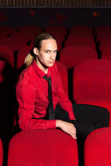 young man in a cinema