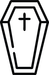 Obraz premium Simple line drawing illustration of coffin with cross on top for use
