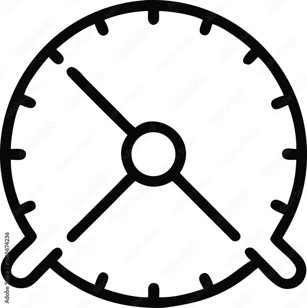 Aufkleber simple line drawing of a cartoon timer with stand and angled hands isolated