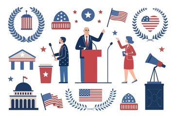 Patriotic American Political Icons A Collection of Illustrations