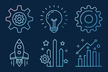 Innovation, Startup, and Growth  Icons Representing Business Success