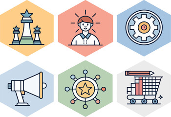 Strategic Planning, Marketing, and Business Growth Icons