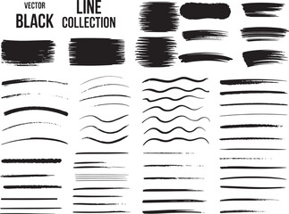 Vector Black Line Art Collection Strokes, Brushes, and Design Elements