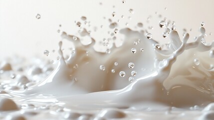 Dynamic milk splash with droplets and waves