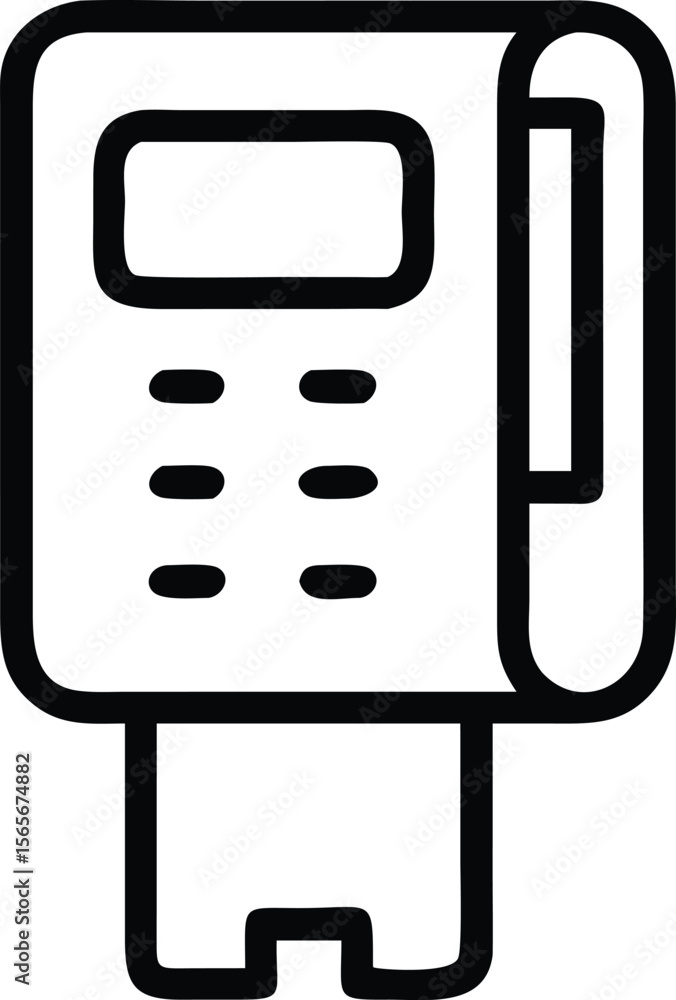 Poster simple line drawing of payment terminal icon with receipt paper roll vector