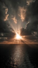 Obraz premium Dramatic sunset over ocean