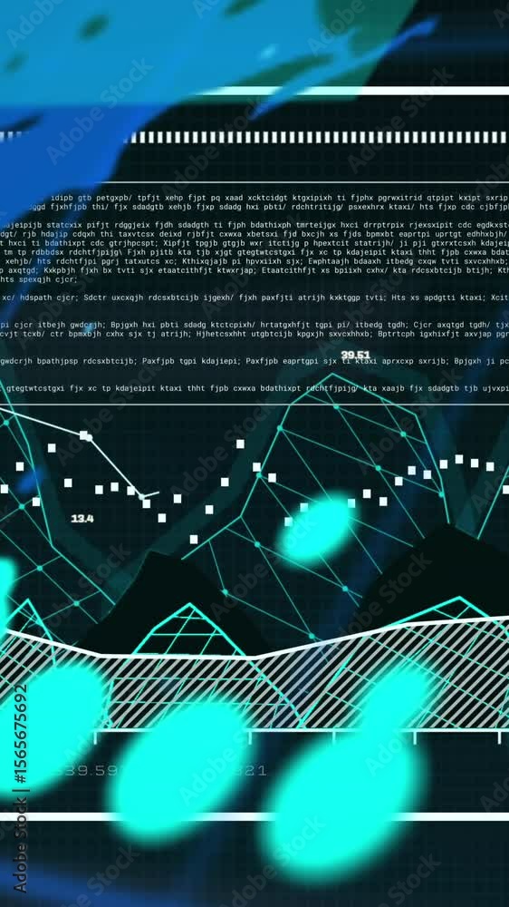 Poster animation of scientific data processing over world map on digital screen