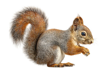 Obraz premium PNG Detailed illustration of a squirrel with bushy tail on black background