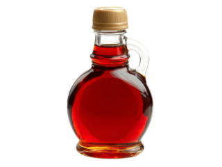Pure maple syrup in glass bottle with handle, Isolated On Transparent Background, Png