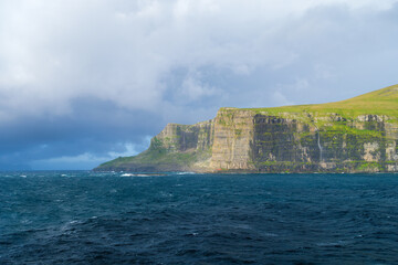 Faroe Islands, Denmark. Nordic Nature. Scandinavia. View of the oceanand the mountains. Photography...