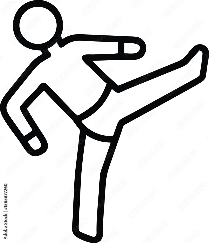 Poster simple outline of a person doing a side kick exercise pose