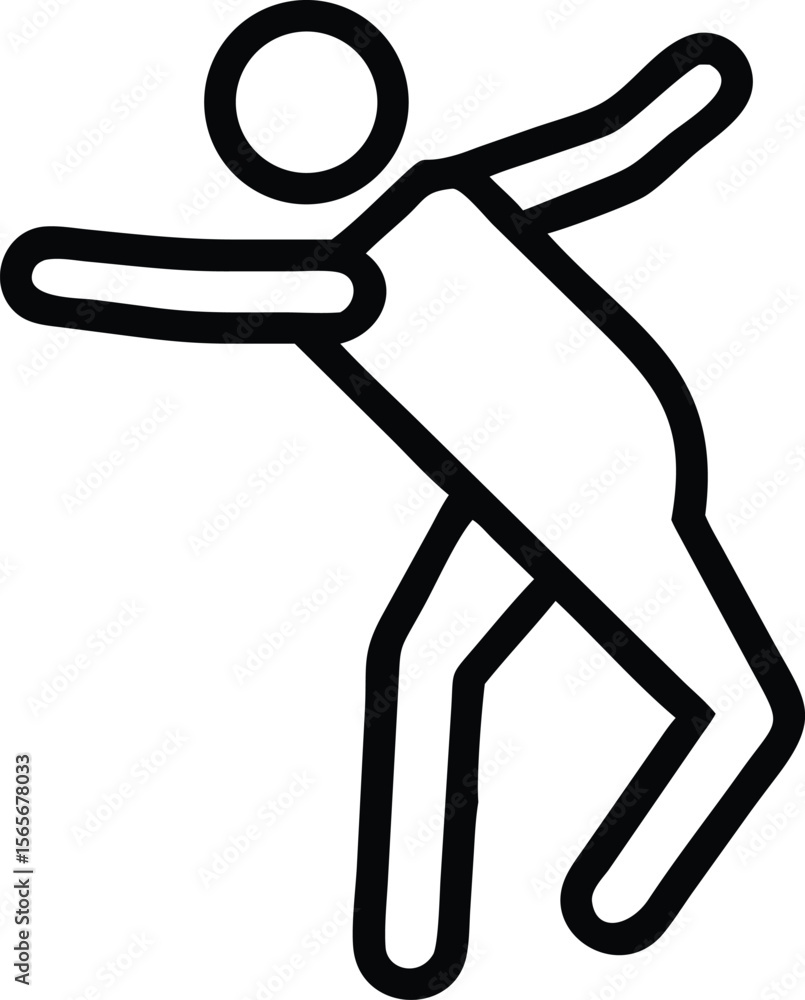 Poster simple stick figure in a throwing pose line art