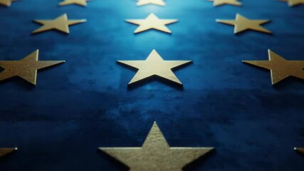 A close-up view of the European Union flag, showing the iconic gold stars on a navy blue background. - Powered by Adobe