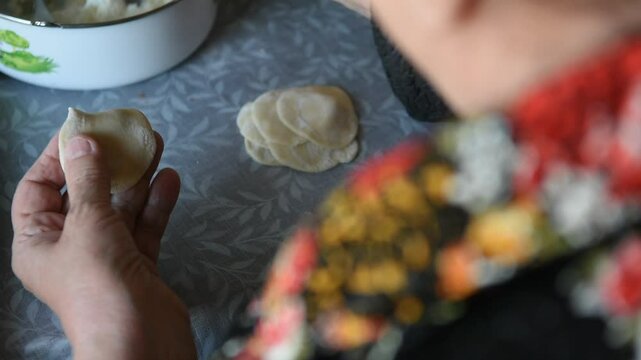 Cottage Cheese Dumplings. Handmade. Traditional. Grandma makes dumplings