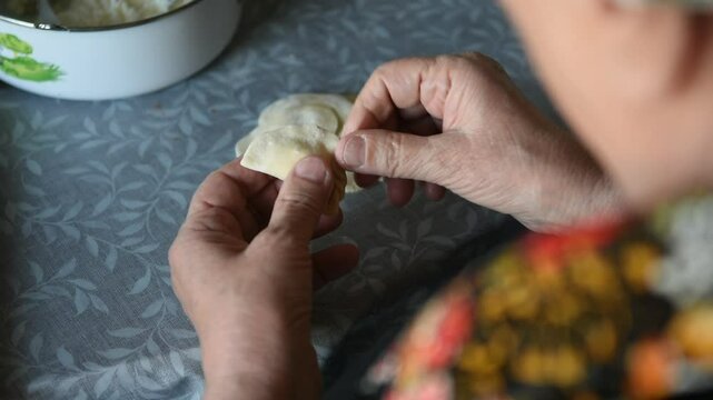 Cottage Cheese Dumplings. Handmade. Traditional. Grandma makes dumplings