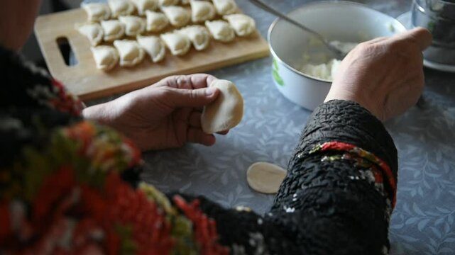 Cottage Cheese Dumplings. Handmade. Traditional. Grandma makes dumplings