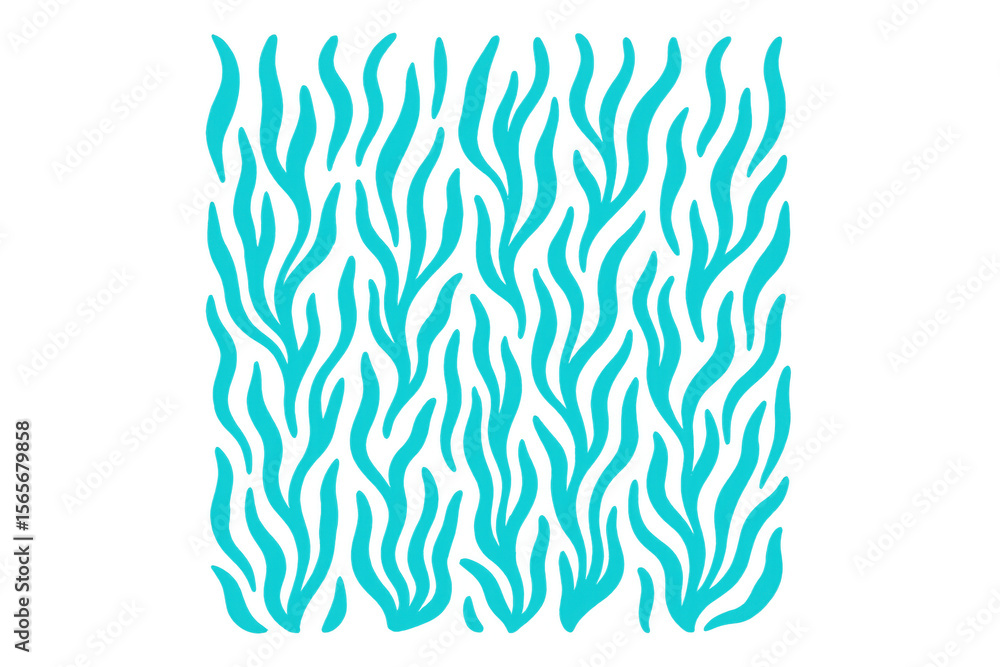 Poster seamless algae pattern creating a vibrant underwater or marine-inspired design on a transparent back