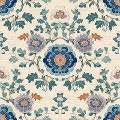 Korean Royal Embroidery & Floral Motifs – Symmetric Traditional Pattern Set