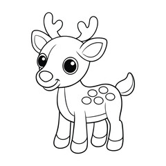 Baby moose with cute rounded nose for children coloring book Vector illustration