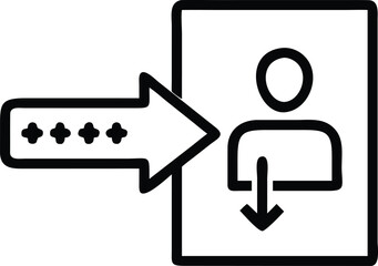 Fototapeta premium User login icon with password input and profile download symbol