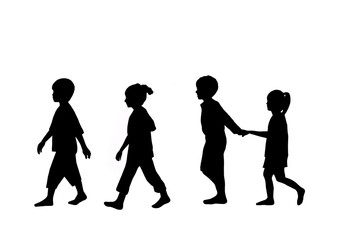 列で歩く子供たちイラスト