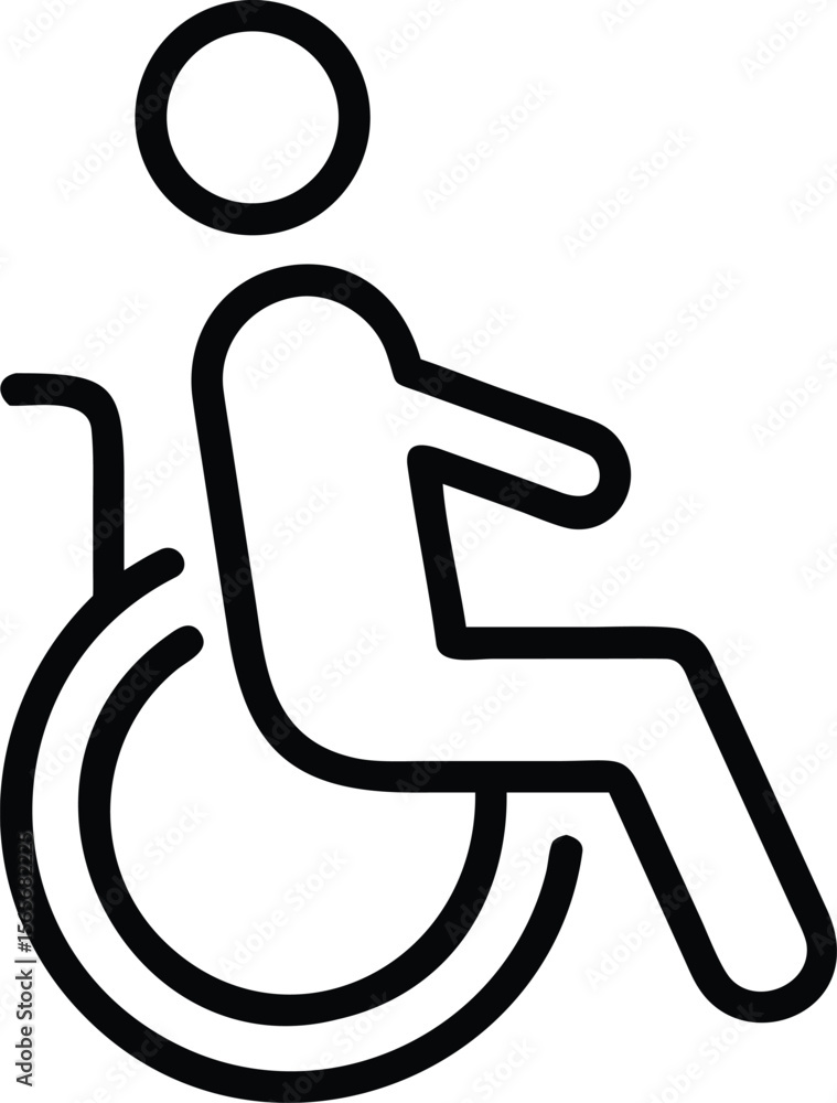 Poster wheelchair user accessible icon in simple outline style for web and print
