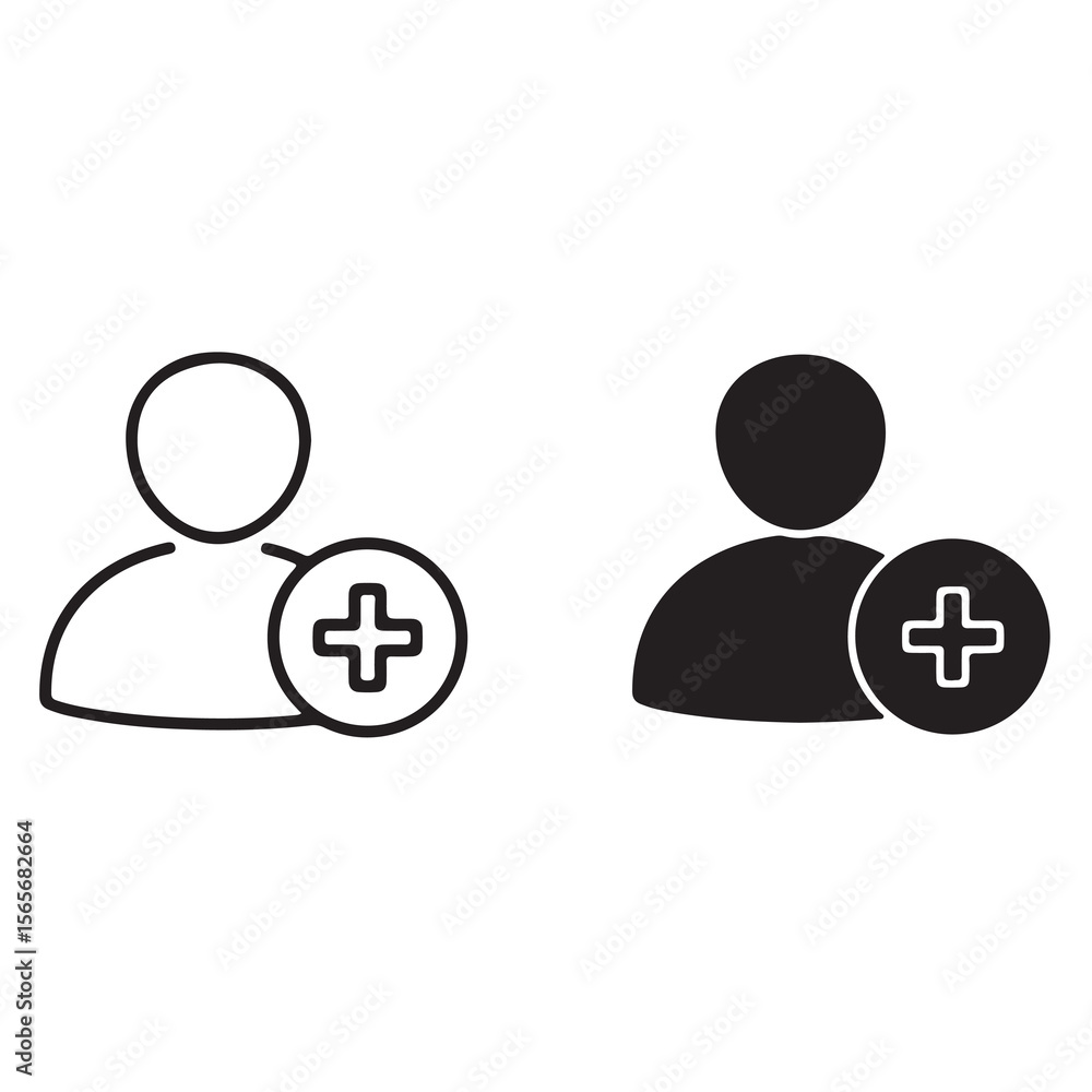Poster add user icon set a simple and clean design for user interface and graphic design projects