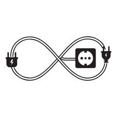 The Infinite Power Loop Interconnected Electrical Plugs and Outlets Creating a Möbius Strip