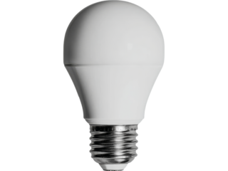Energy efficient led light bulb a19 shape white, Isolated On Transparent Background, Png