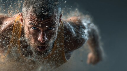 Focused Determination in Action Powerful Athlete's Effort