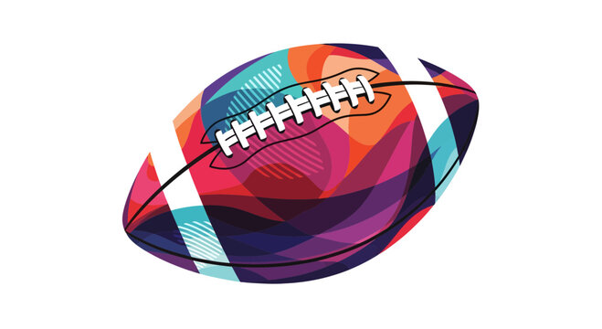 Abstract Colorful American Football Graphic Design Vibrant Vector Illustration of a Gridiron Ball