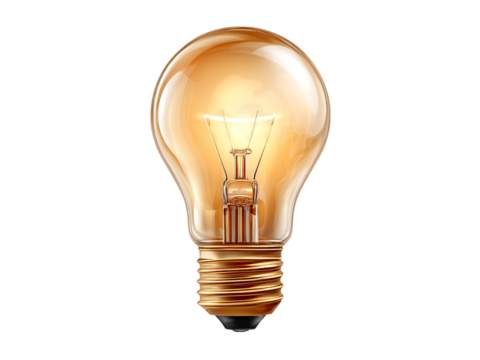 Glowing light bulb idea innovation inspiration bright, Isolated On Transparent Background, Png