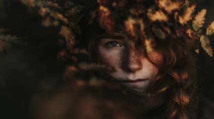 Autumn Forest Portrait of a Trendy Young Woman – Cozy Fall Influencer Vibes